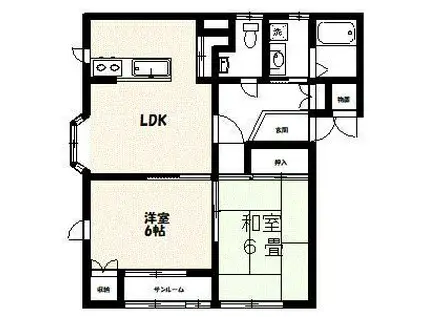 エリムス青柳2(2LDK/1階)の間取り写真