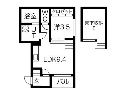 SUN MARIE II(1LDK/1階)の間取り写真