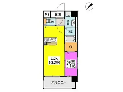 フルハウス高宮(1LDK/1階)の間取り写真