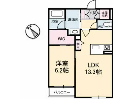 シャーメゾン旭通(1LDK/1階)の間取り写真