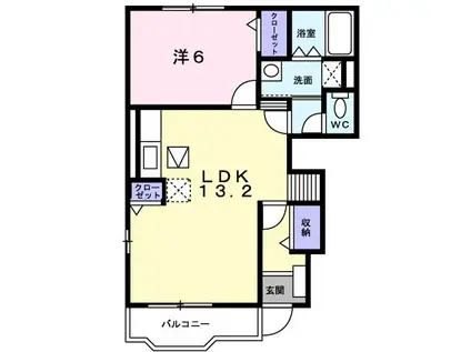 メゾン・コム・シェ・ヴ(1LDK/1階)の間取り写真