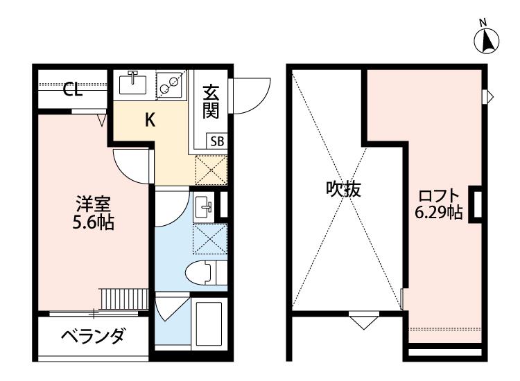NOIX SIX(1K/2階)の間取り写真