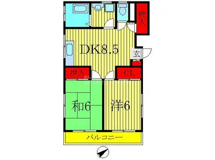 田村コーポ(2DK/2階)の間取り写真