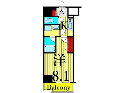 GENOVIA南千住IISKYGARDEN(1K/4階)の間取り写真