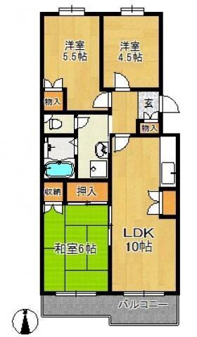 サンシャイン若葉台(3LDK/3階)の間取り写真