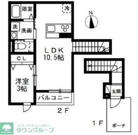 神奈川区西寺尾長屋工事(1LDK/2階)の間取り写真