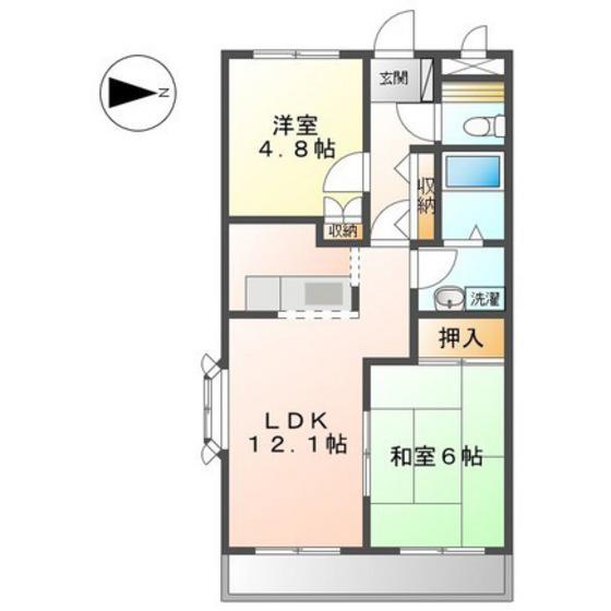 フォレストハイムDII番館(2LDK/2階)の間取り写真