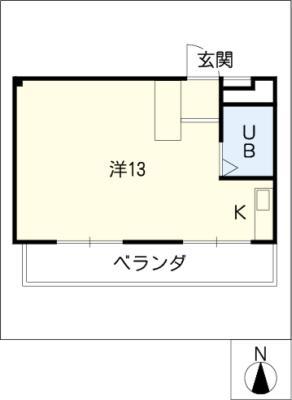 あおやぎハイム6号館(ワンルーム/2階)の間取り写真