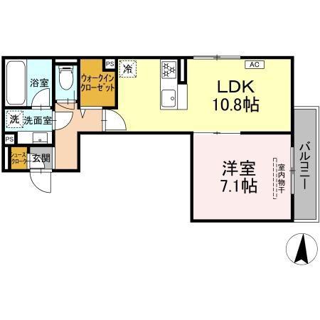 エミエール東成瀬(1LDK/2階)の間取り写真