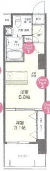 NO72 HARBOR イースト TOWER(1DK/17階)の間取り写真