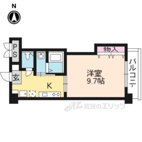 クイーンズコート久津川(1K/2階)の間取り写真