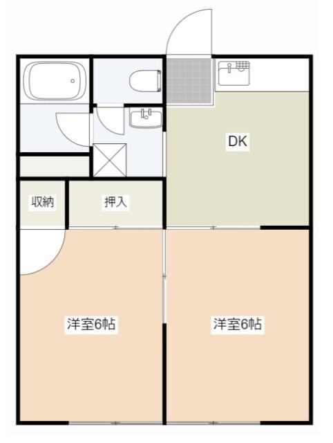 越路ハイツ(2DK/1階)の間取り写真