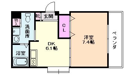 アエラス(1DK/6階)の間取り写真