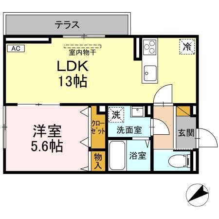 D-INVEST栄町(1LDK/1階)の間取り写真