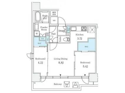 サンライズ茅場町(2LDK/7階)の間取り写真