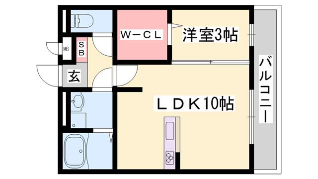 ノア東山A棟A棟(1LDK/2階)の間取り写真