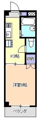 サンフラワー所沢(1K/2階)の間取り写真
