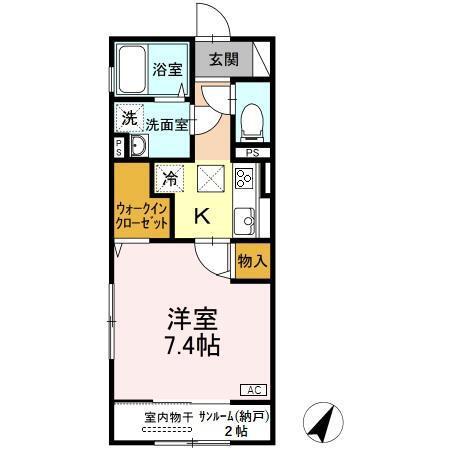 マウントナンバ オータム(1K/1階)の間取り写真