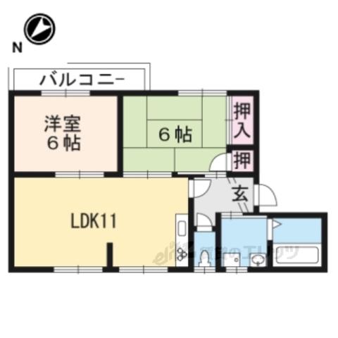 コーポ山川(2LDK/2階)の間取り写真