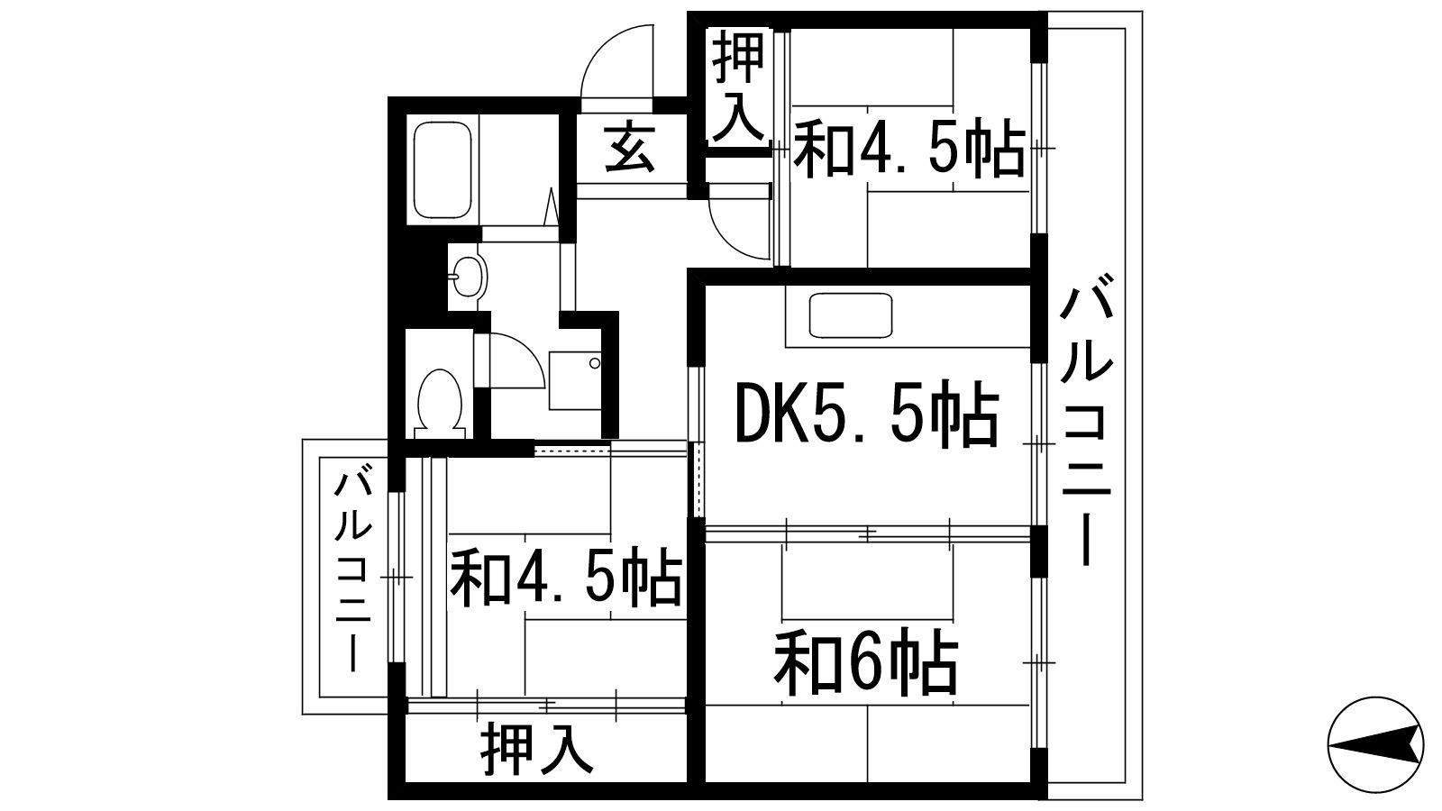 中山五月台10号棟(3DK/1階)の間取り写真