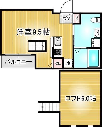 アパートメントK(ワンルーム/2階)の間取り写真