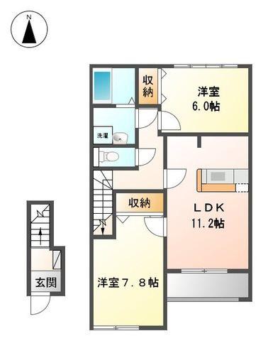 プランドール ミキ(2LDK/2階)の間取り写真