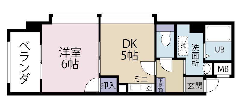 ハートピア鍛冶町(1DK/8階)の間取り写真