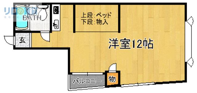 ステップインウエスト(ワンルーム/3階)の間取り写真