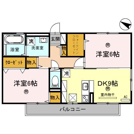 花水木II(2DK/1階)の間取り写真