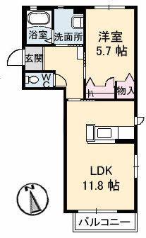 グランフルール(1LDK/1階)の間取り写真