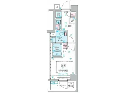 GENOVIA堀切菖蒲園(1K/1階)の間取り写真