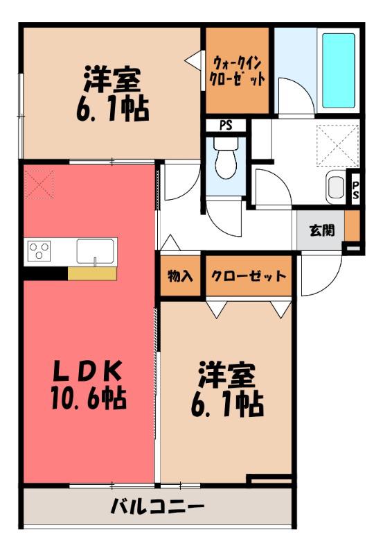 D-GRAN本町(2LDK/3階)の間取り写真