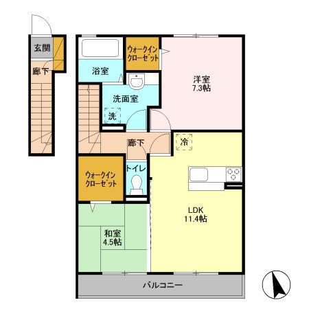 静庵 壱(2LDK/2階)の間取り写真