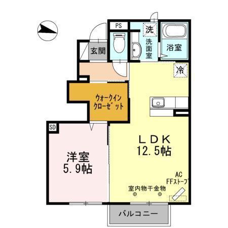 メゾン・クローバー3(1LDK/1階)の間取り写真