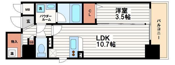 ソシオ心斎橋(1LDK/3階)の間取り写真