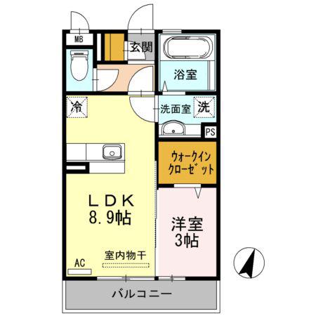 セジュール長嶺(1LDK/2階)の間取り写真