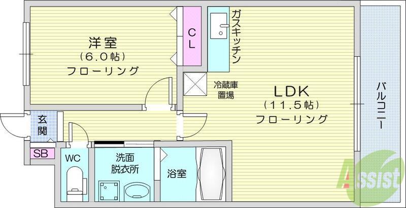 ハバードリーム3番館(1LDK/1階)の間取り写真