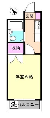 ディアコートカナスギ(1K/2階)の間取り写真