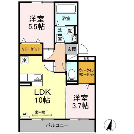 アンダンテ響の(2LDK/1階)の間取り写真