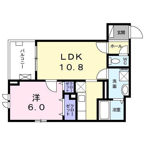 カーサ・コリーナ(1LDK/2階)の間取り写真