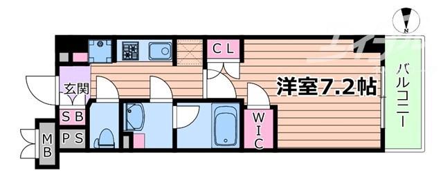 THE MUTUAL江坂(1K/4階)の間取り写真