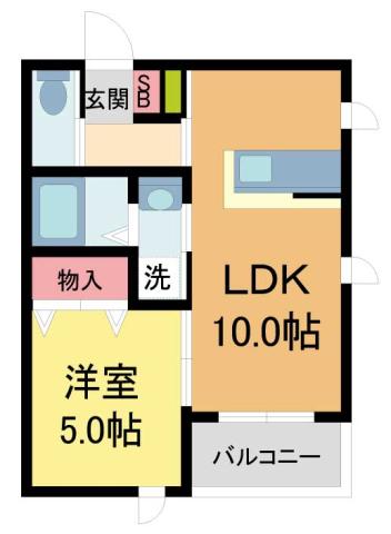リュネ甲子園(1LDK/3階)の間取り写真