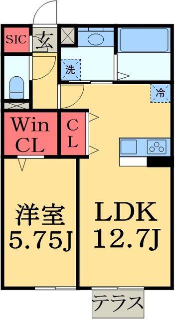 クレスト都賀(1LDK/1階)の間取り写真