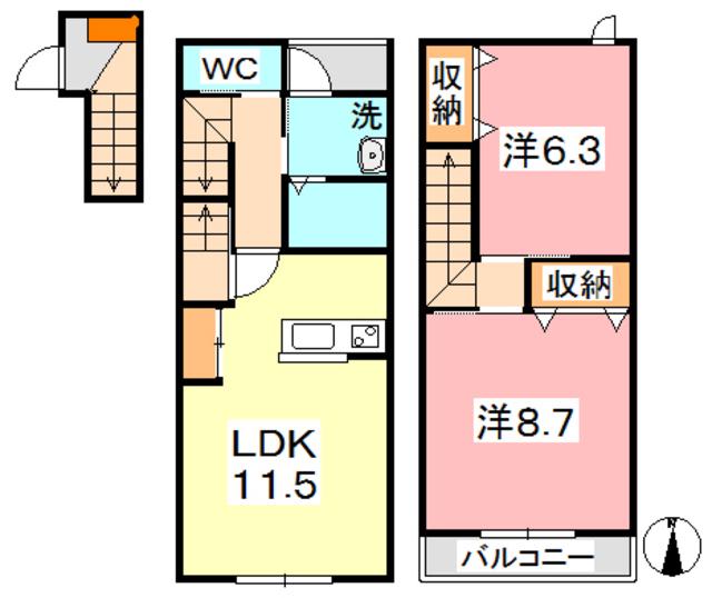 CASA NAKASYO(2LDK/2階)の間取り写真