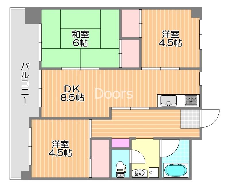 パルティーレ南倉敷(3DK/3階)の間取り写真