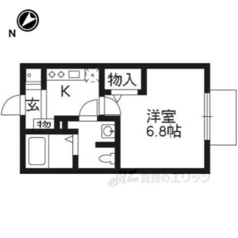 ボヌール嵐山(1K/2階)の間取り写真