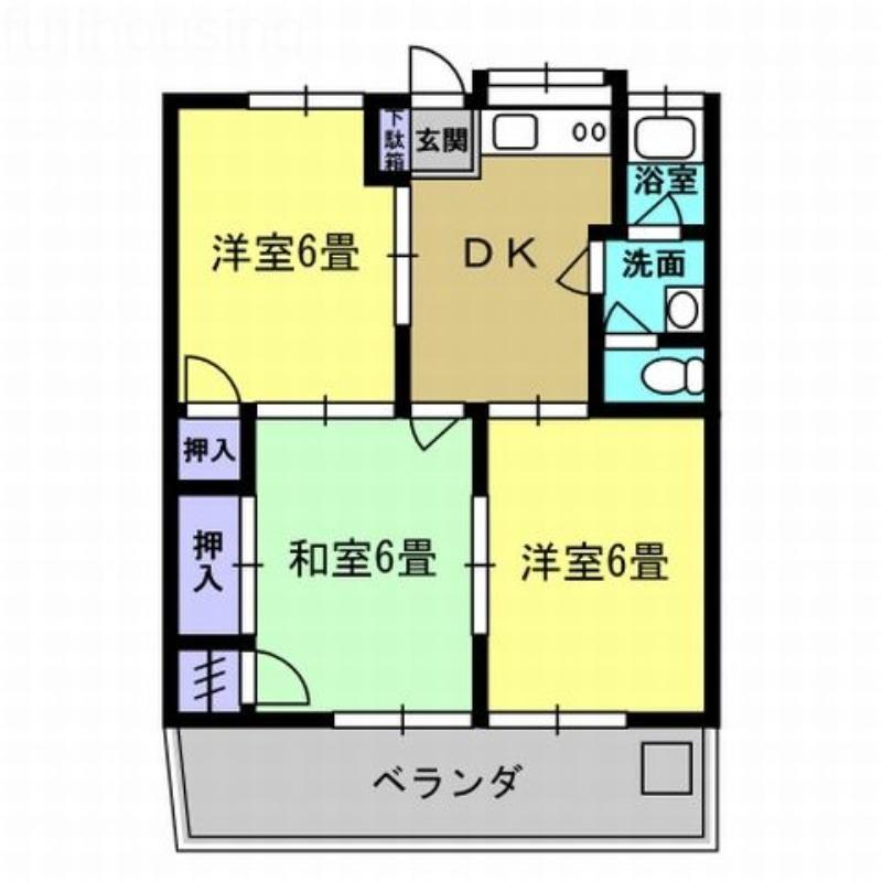 スパイラルガーデン(3DK/2階)の間取り写真