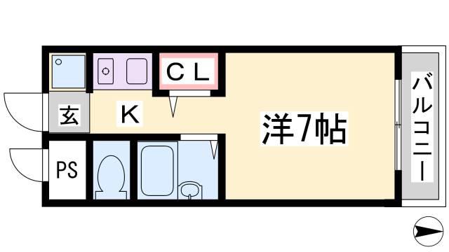 サンビルダー六甲山ノ手(ワンルーム/4階)の間取り写真