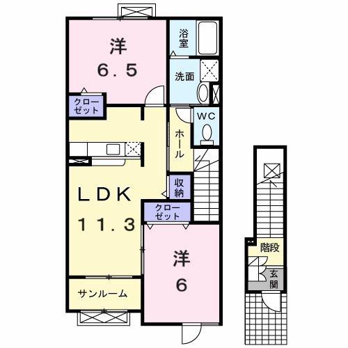 シュティルラント II(2LDK/2階)の間取り写真