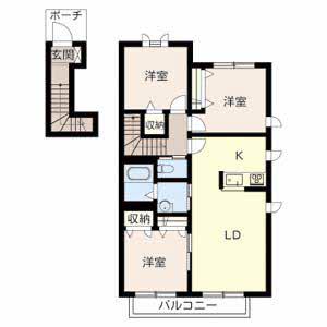 メゾン福渡 A棟(3LDK/2階)の間取り写真